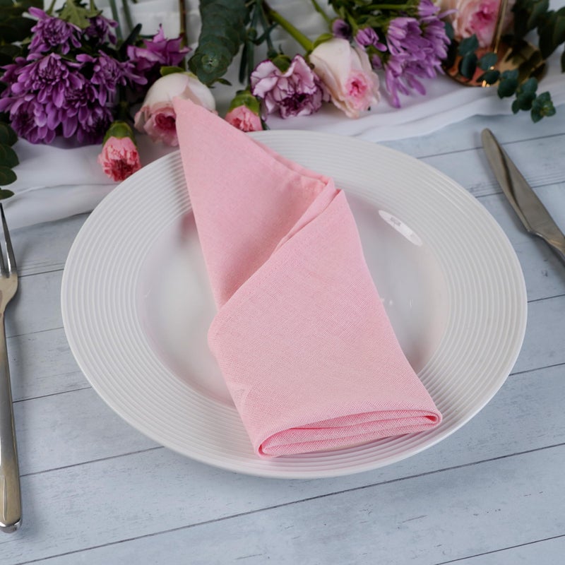 INFEI Pink Polyester Linen Blended Thin Dinner Cloth Napkins - Set of 12 (40 x 40 cm) - for Wedding Parties Events & Home Use (Pink) - Image 3